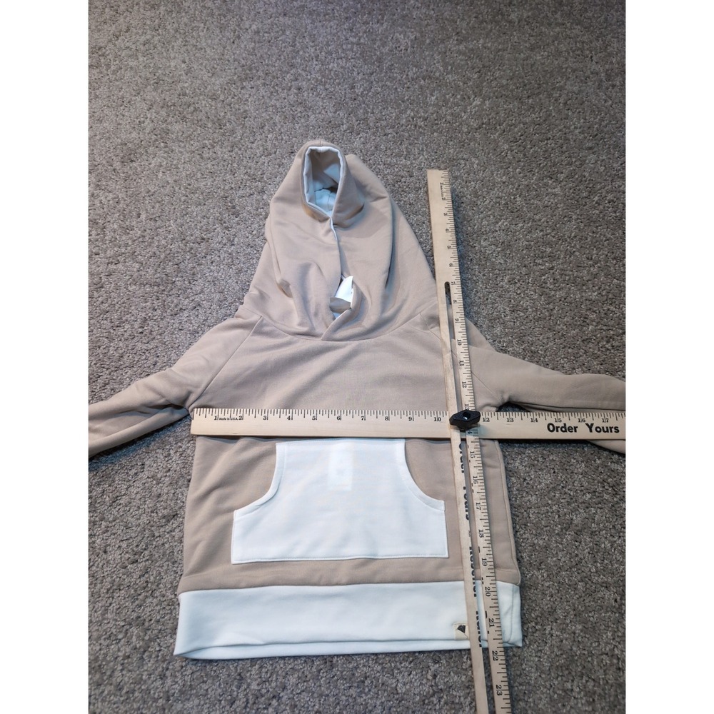 Let Them Be Little Toddler Kids 3T Beige White French Terry Hoodie Pocket - Picture 5 of 7